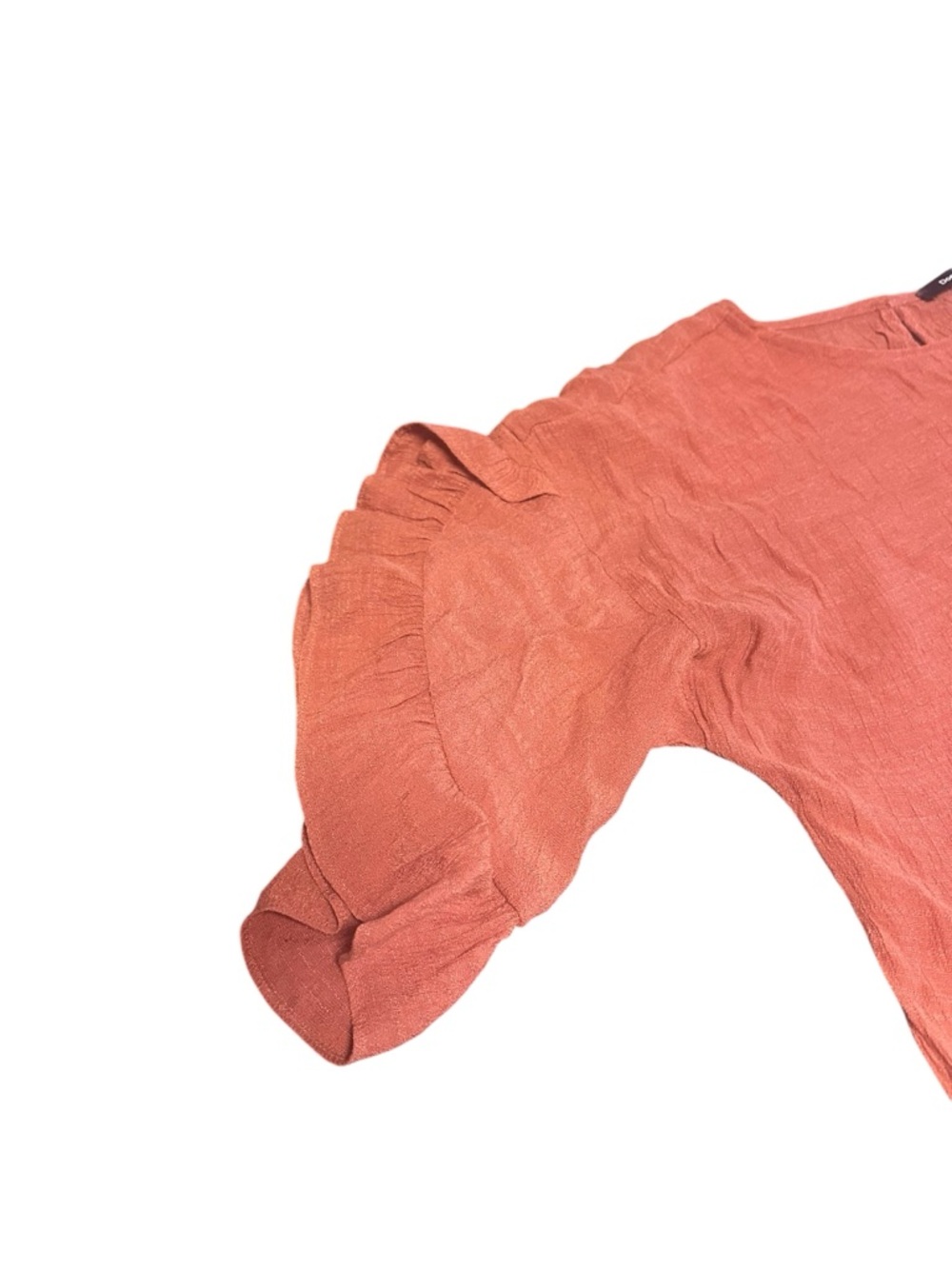 Doe & Rae Coral Ruffle-Sleeve Textured Blouse - Picture 3 of 5